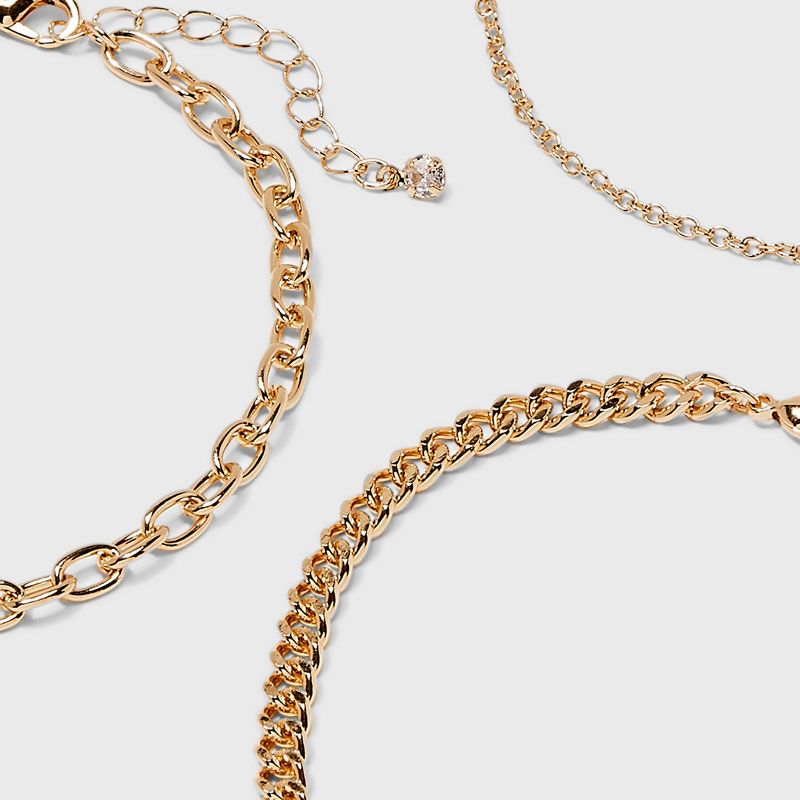 Pearl Drop Chain Anklet Set 3pc - A New Day&#8482; Gold, 4 of 5