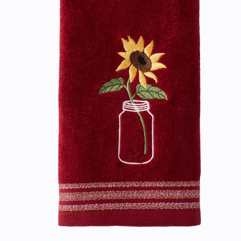 2pc Sunflower in Jar Hand Towel Set Burgundy - SKL Home, 4 of 6