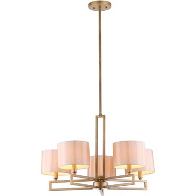 Contemporary 53.5'' Antique Gold Steel Drum Chandelier with Cream Shades