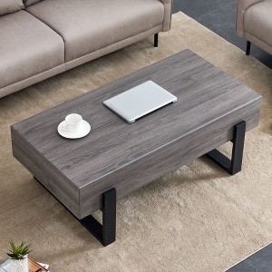 CAVINAS 47.2 Inch Modern Coffee Table for Living Room,Side Rectangle Center Table with MDF Tabletop and Metal Legs - 1 of 4