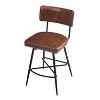 Counter Stools Set of 2,Brown Counter Stools with iron Frame,PU Sponge cushion,Footrest,suitable for Kitchen/Bedroom/Dining Room. - 2 of 4