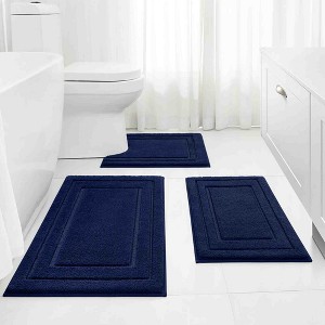BAGOKIE 3pc Soft Microfiber Bathroom Rug Set - 1 of 4