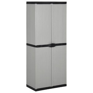 vidaXL Garden Storage Cabinet with 3 Shelves Gray&Black 26.8"x15.7"x66.1" - 1 of 1