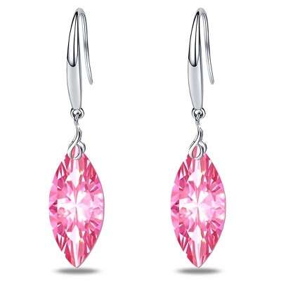 Paaaawaters 925 Sterling Silver Marquise Shape Cubic Zirconia Dangle Earrings for Women