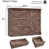 Farmhouse 6 Drawer Dresser for Bedroom, 47.8" Wide Wood Dresser with Roman Column, Two Drawer Sizes for Bedroom & Living Room, Light Brown - 3 of 4