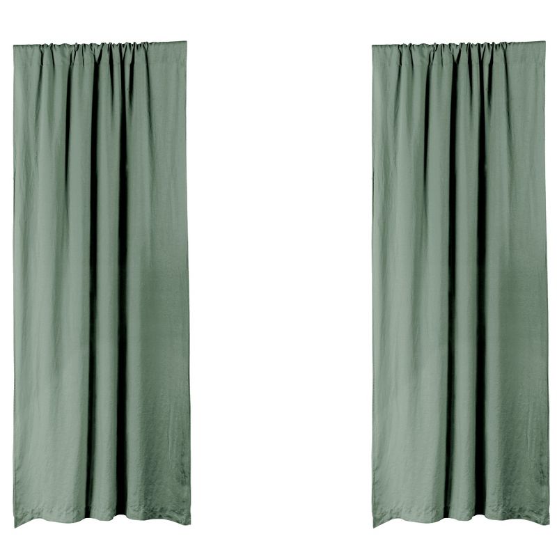 Washed Linen Green Forest Drape Panel - Set of 2 - Levtex Home, 2 of 4