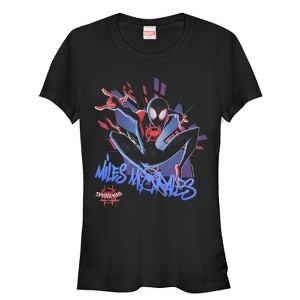 Juniors Womens Marvel Spider-Man: Into the Spider-Verse Miles Graffiti T-Shirt - 1 of 3