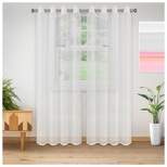Embroidered Floral Sheer Grommet Curtain Panel Set by Blue Nile Mills
