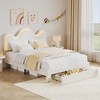 CuisinSmart Twin/Full/Queen Size Bed Frame, Adjustable Headboard and Storage Drawer, Boucle Upholstered Platform Bed for Kids, Lamb Fleece Fabric - 2 of 4