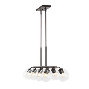 33.5" 8-Light Julian Farmhouse Bohemian Iron/Glass Linear LED Pendant - JONATHAN Y - 1 of 4