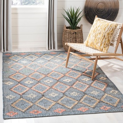 Gray and Gold Handwoven Wool Kilim Area Rug