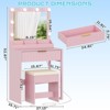 White Particle Board Veneered with Textured Melamine, 1-drawer 3-compartment Dressing Table Set with 8 Three-color Dimmable Bulbs - 2 of 4