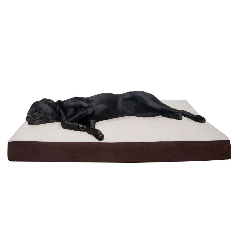 FurHaven Faux Sheepskin & Suede Deluxe Cooling Gel Top Dog Bed, 1 of 4