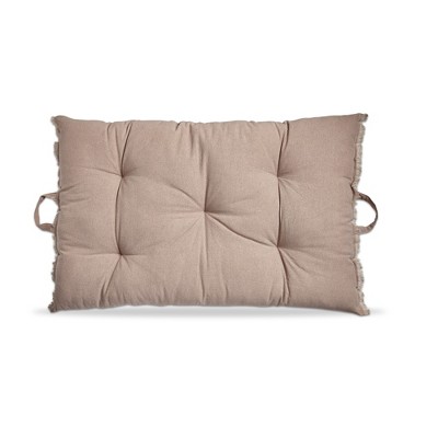 TAG 40"x26" Beige Cotton Yarn Dyed Stone Wash with Handles Accent Decorative Throw Pillow Poly Filled Insert Rectangle Machine Washable