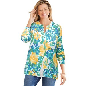 Woman Within Plus Size Perfect Long-Sleeve Cardigan - 1 of 4