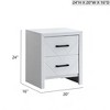 ORRD 2-Drawer Nightstand, Fully Assembled White Bedside Table with V-Shape Embossed Drawers & Black Handles - 2 of 4