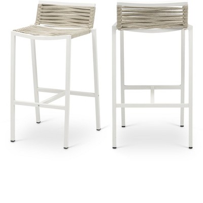 Meridian Furniture,Maldives Rope Fabric Outdoor Patio Barstool, Set of 2