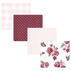 Hudson Baby Infant Girl Cotton Poly Flannel Receiving Blankets, Sweet Roses, One Size - 1 of 4