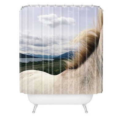 Kevin Russ Horse Back Shower Curtain White - Deny Designs