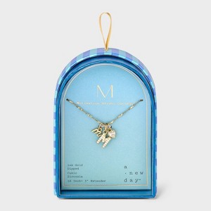 14K Gold Dipped Charm Initial Pendant Necklace - A New Day™ Gold - 1 of 4