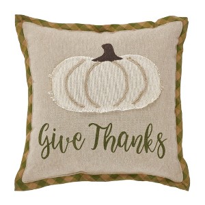 Harvest Blessings Applique Pumpkin Give Thanks Pillow 12x12 - 1 of 4