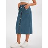 INSPIRE CHIC Women's Denim Button Down Front Slit with Pockets High Waist Pencil Midi Skirts - 2 of 4