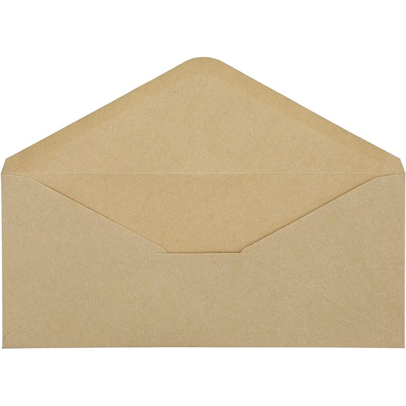 100 Count Kraft Envelopes V Flap with Gummed Glue Seal for Home and Office, 9.5 x 4 Inches, Brown, 2 of 5