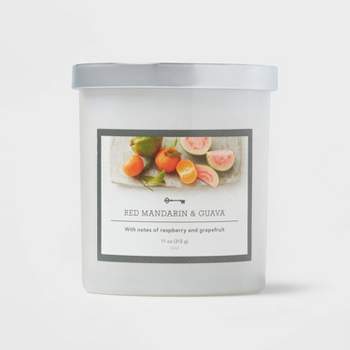 Milky Glass Red Mandarin & Guava Lidded Jar Candle 11oz - Threshold™