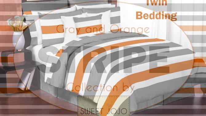 Gray &#38; Orange Stripe Kids&#39; Comforter Set (Twin) - Sweet Jojo Designs, 2 of 7, play video