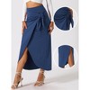 Allegra K Women's Boho High Waisted Long Summer Beach Maxi Wrap Skirts with Slit - 2 of 4