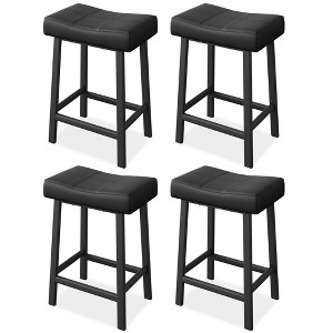 Jojoka Counter Height Bar Stools Set of 2,24 Inch PU Leather Barstools with Metal Legs for Kitchen Island - 1 of 4