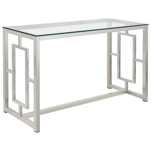 Coaster glass top console on sale table in chrome