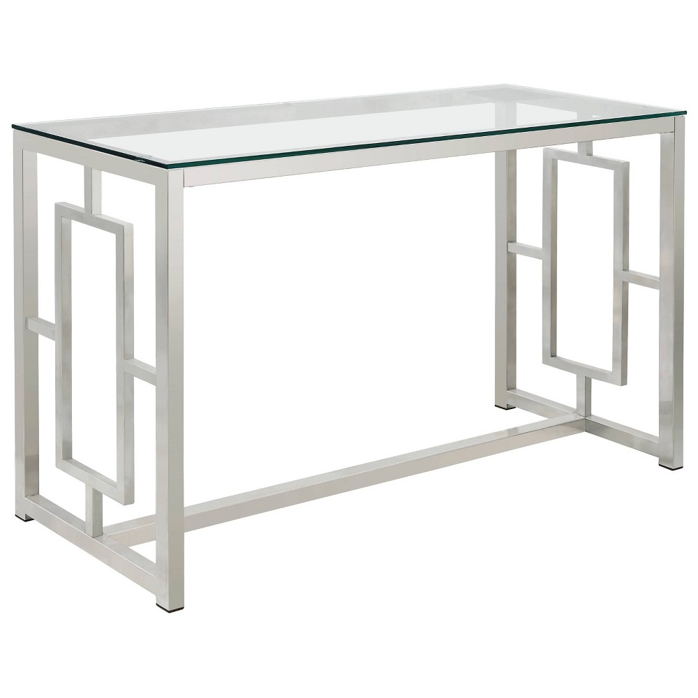 Photos - Dining Table Merced Console Sofa Table with Glass Top Nickel - Coaster
