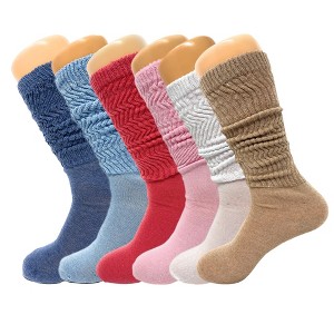 6 Pairs Colorful Slouchy Scrunch Knee Socks for Women Slouch Socks Shoe Size 5 to 10 - 1 of 1