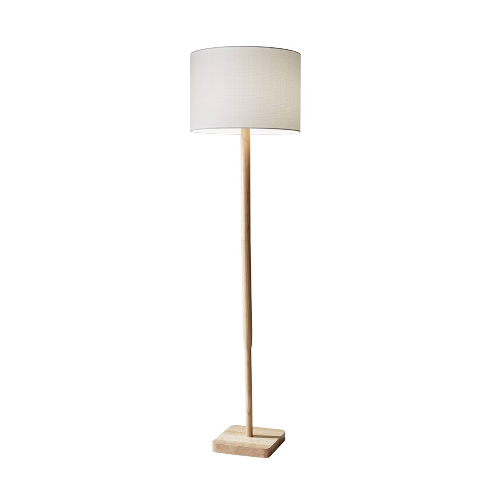 Photos - Floodlight / Street Light Adesso Ellis Floor Lamp Natural/Brown - : Modern Standing Light, Wooden Bas 