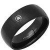 Steeltime Men's black ip stainless steel matte ring with simulated black diamond - 2 of 4