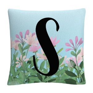 Pink Floral Garden Letter Illustration By Abc 16 X 16 Decorative Throw Pillow by Trademark Fine Art - 1 of 4