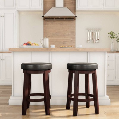 Maya 24" Black Faux Leather Swivel Counter Stool