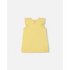 Deux par Deux Girl Organic Cotton Tunic with Frill and Print Yellow and Flamingo - 3 of 4