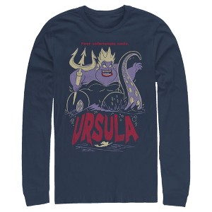 Men's The Little Mermaid Ursula Sea Witch  Long Sleeve Shirt - Navy Blue - Small - 1 of 4