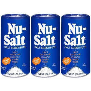 Nu-Salt Sodium-Free Salt Substitute, Contains Potassium Chloride, Table Salt Alternative, Vegan, 3oz Shaker Bottle (Pack of 3) - 1 of 4