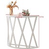 Kings Brand Furniture Vienna Half Moon Wood Console Table for Entryway, Accent Sofa Table X-Motifs Design for Living Room, Hallway, Foyer, Entrance - 2 of 4
