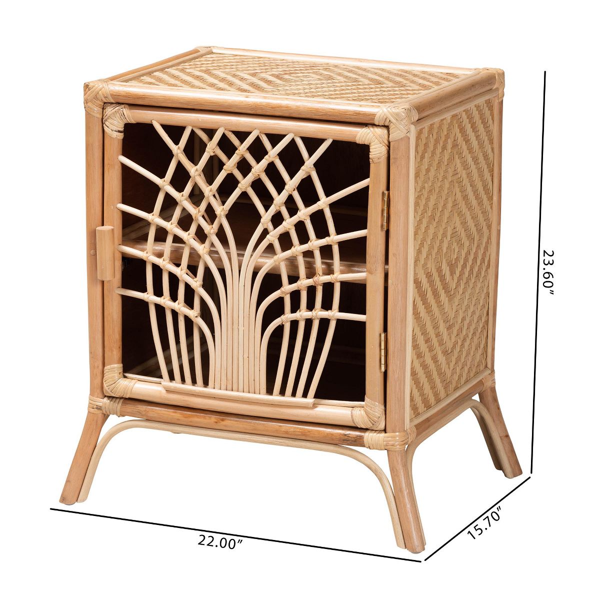bali & pari Danna Modern Bohemian Natural Brown Rattan Nightstand - thumbnail 10