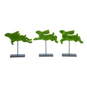 Transpac Resin Flocked Jumping Bunny Decor Set of 3 Easter Home Decorations - 1 of 1