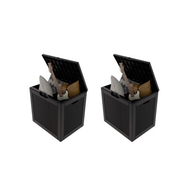 Naysaye Deck Boxes, 2-Piece 30 Gal Outdoor Storage Deck Box, Small Patio Storage Bin for Garden Tools, Black, 22.09"*17.09"*20.87"