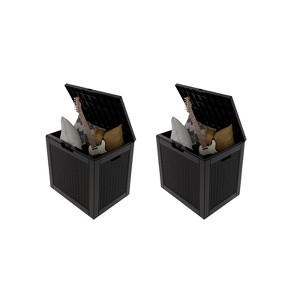 Naysaye Deck Boxes, 2-Piece 30 Gal Outdoor Storage Deck Box, Small Patio Storage Bin for Garden Tools, Black, 22.09"*17.09"*20.87" - 1 of 4