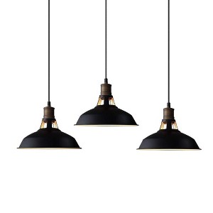 CLAXY Industrial Black Barn Pendant Loft Light Fixture 3 Pack - 1 of 4