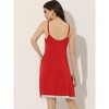 cheibear Women's V Neck Lace Trim Solid Color Pajama Sleepdress Nightgown - 3 of 4
