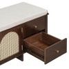 NicBex 43.5" Vintage Shoe Bench with Rattan Doors & Cushion,Entryway Bench with 2 Drawers,Multi-Functional Storage Bench for Bedroom,Living Room - 3 of 4