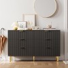 6-Drawer Dresser, Modern Wooden Double Chest with Gold Handles, Large Bedroom Storage Organizer and Wide Drawers for Clothing & Accessories - 3 of 4